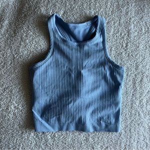 Lululemon Ebb to Street Racerback Crop Tank Blue Linen